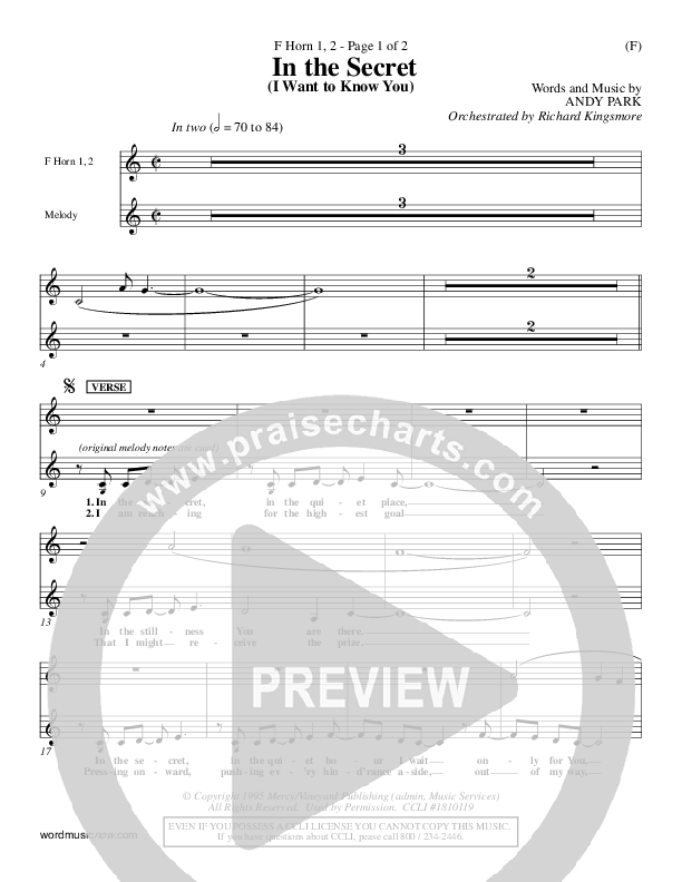 In The Secret French Horn 1/2 (Andy Park)