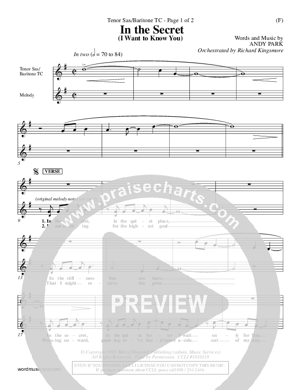 In The Secret Tenor Sax 1/2 (Andy Park)