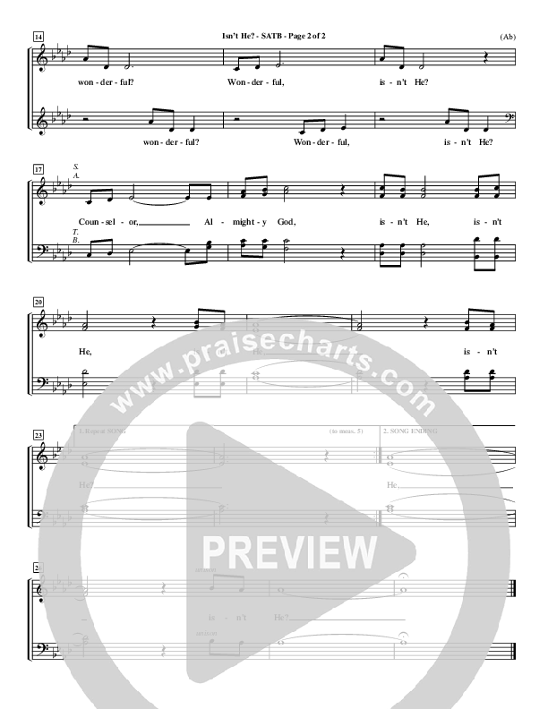 Isn't He Choir Sheet (SATB) (John Wimber)