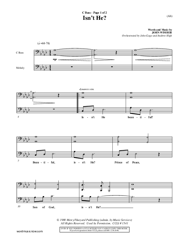 Isn't He Contrabass (John Wimber)