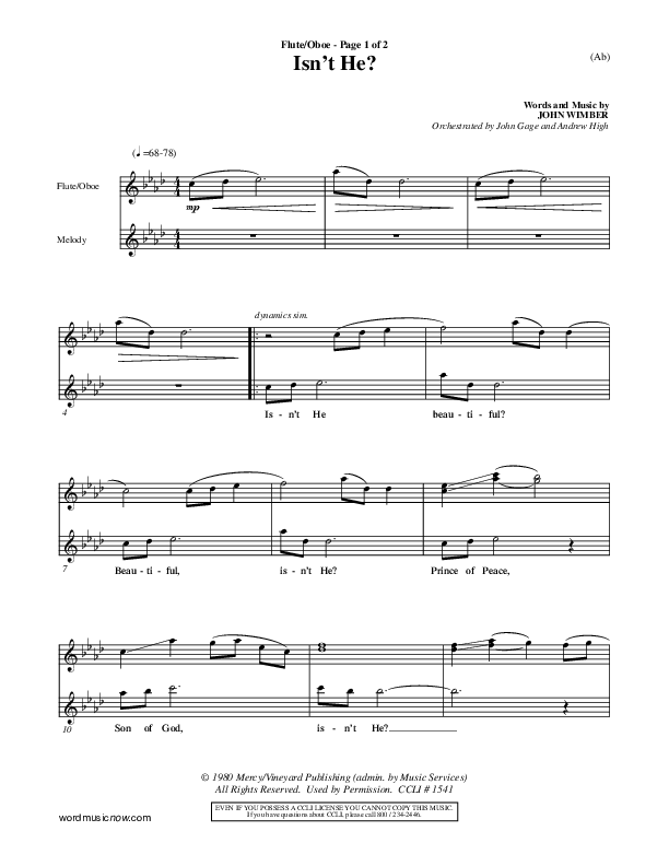 Isn't He Flute/Oboe (John Wimber)