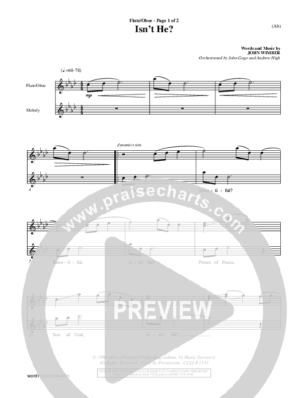 Isn't He Flute/Oboe (John Wimber)