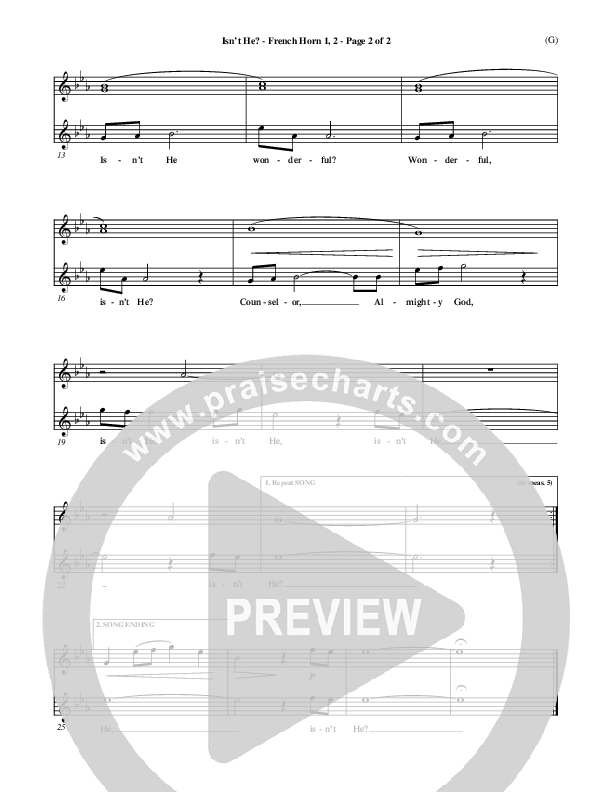 Isn't He French Horn 1/2 (John Wimber)