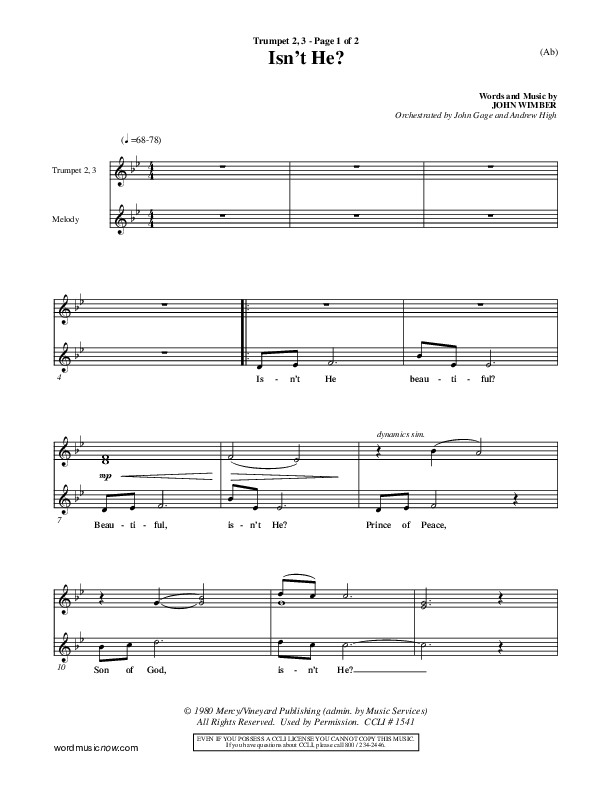 Isn't He Trumpet 2/3 (John Wimber)