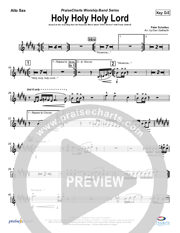 Holy Holy Holy Lord Alto Sax (Travis Cottrell)