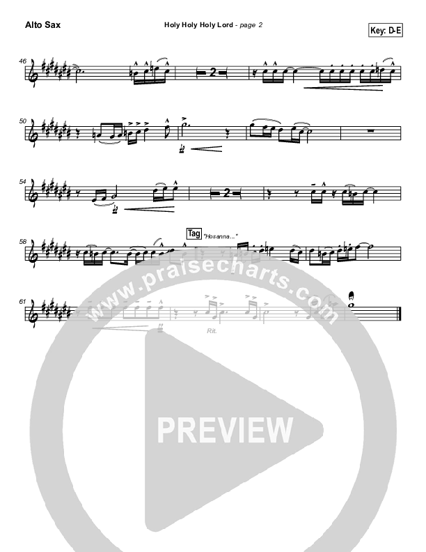 Holy Holy Holy Lord Alto Sax (Travis Cottrell)