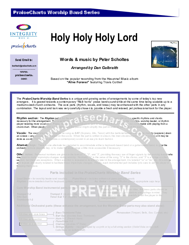 Holy Holy Holy Lord Cover Sheet (Travis Cottrell)