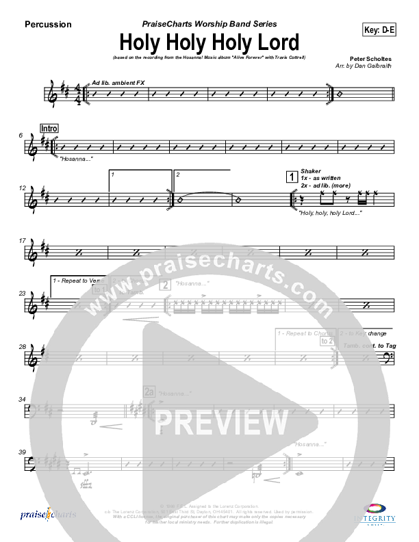 Holy Holy Holy Lord Percussion (Travis Cottrell)