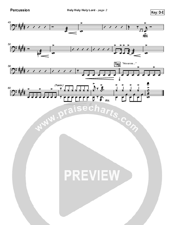 Holy Holy Holy Lord Percussion (Travis Cottrell)