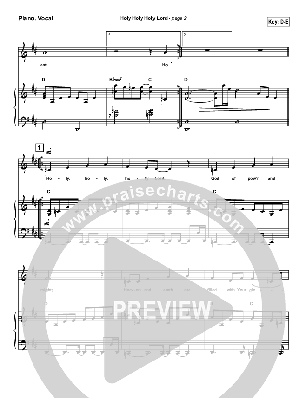 Holy Holy Holy Lord Piano/Vocal (Travis Cottrell)