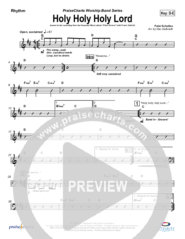 Holy Holy Holy Lord Rhythm Chart (Travis Cottrell)