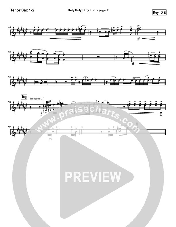 Holy Holy Holy Lord Tenor Sax 1/2 (Travis Cottrell)