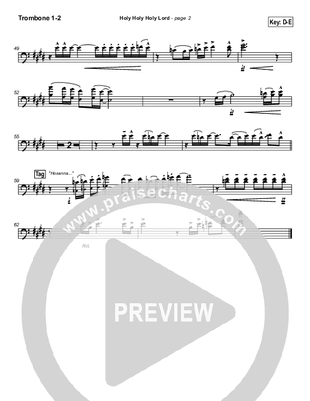 Holy Holy Holy Lord Trombone 1/2 (Travis Cottrell)