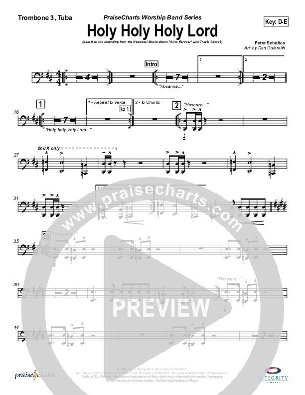 Holy Holy Holy Lord Trombone 3/Tuba (Travis Cottrell)