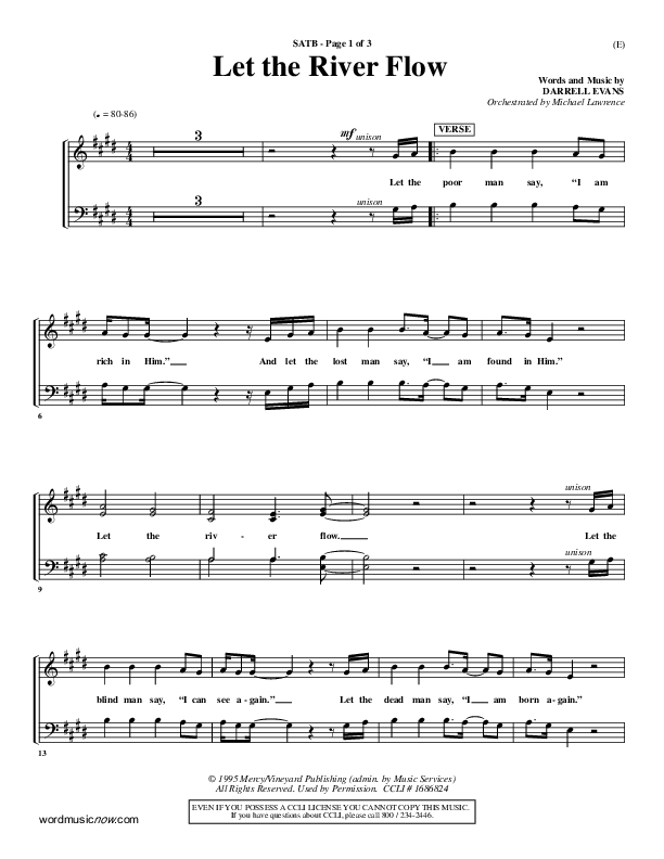 Let The River Flow Choir Sheet (SATB) (Darrell Evans)