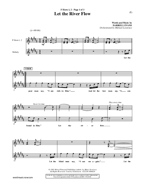 Let The River Flow French Horn 1/2 (Darrell Evans)