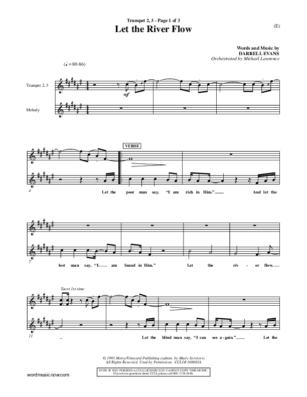 Let The River Flow Trumpet 2/3 (Darrell Evans)