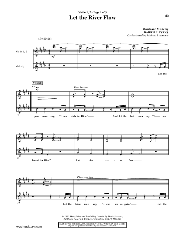 Let The River Flow Violin 1/2 (Darrell Evans)