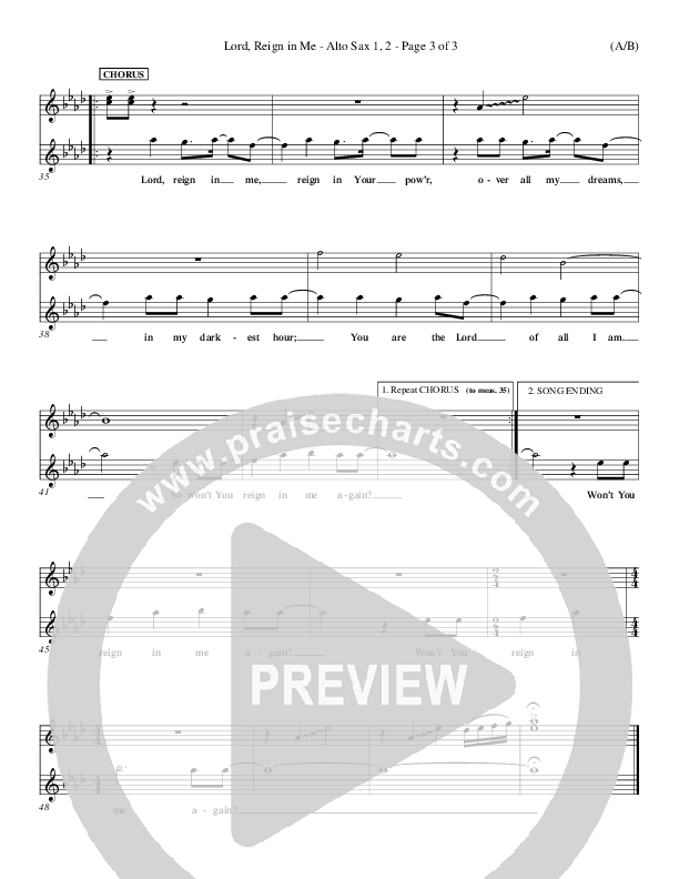 Lord Reign In Me Alto Sax 1/2 (Brenton Brown)