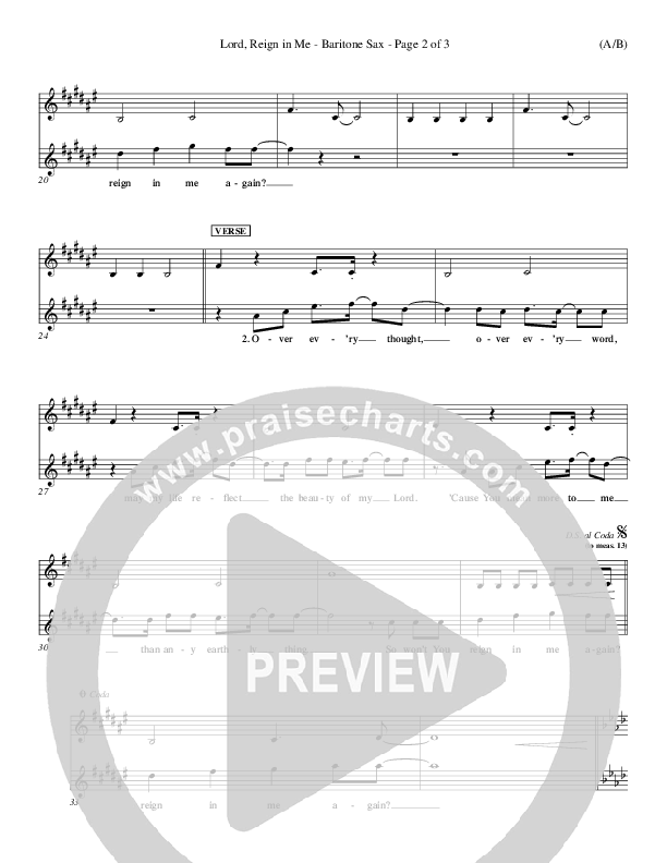 Lord Reign In Me Bari Sax (Brenton Brown)