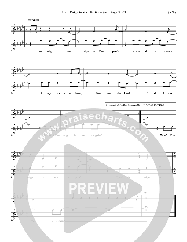 Lord Reign In Me Bari Sax (Brenton Brown)