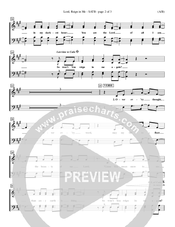 Lord Reign In Me Choir Vocals (SATB) (Brenton Brown)