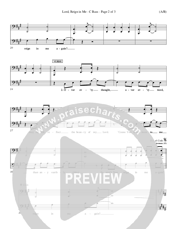 Lord Reign In Me Contrabass (Brenton Brown)