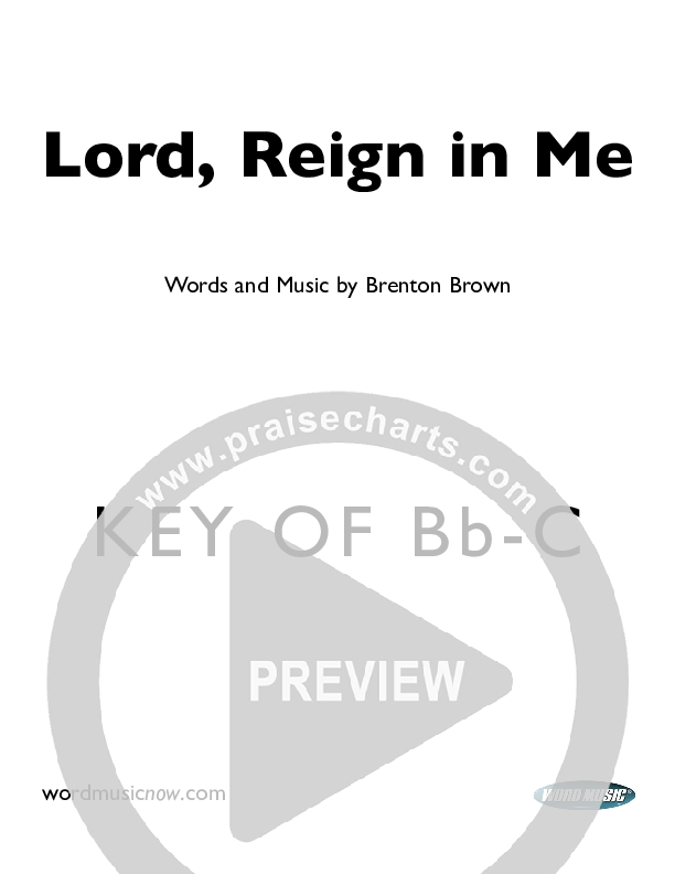 Lord Reign In Me Cover Sheet (Brenton Brown)