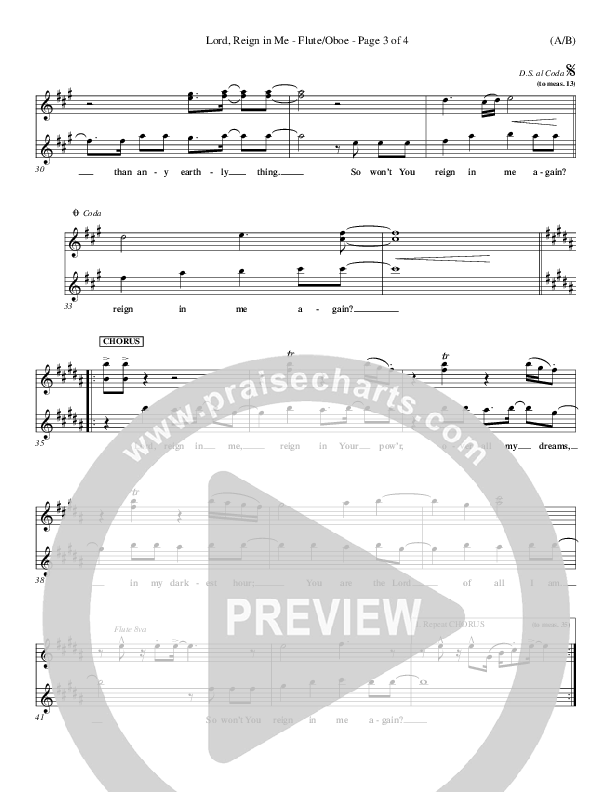 Lord Reign In Me Flute/Oboe (Brenton Brown)