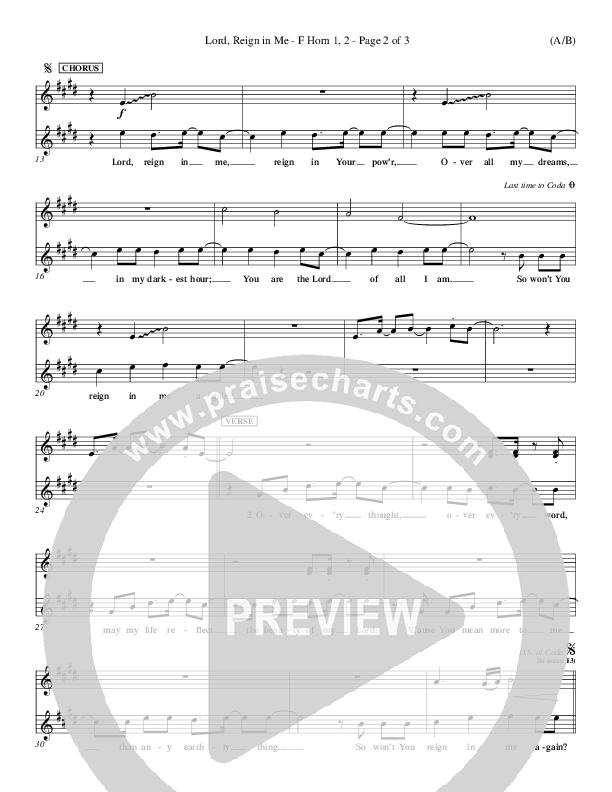 Lord Reign In Me French Horn 1/2 (Brenton Brown)