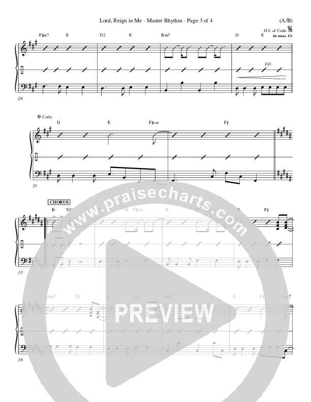 Lord Reign In Me Rhythm Chart (Brenton Brown)