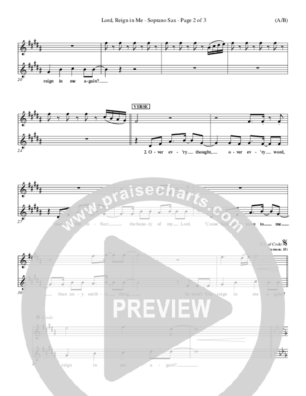 Lord Reign In Me Soprano Sax (Brenton Brown)