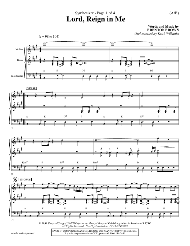 Lord Reign In Me Synth (Brenton Brown)