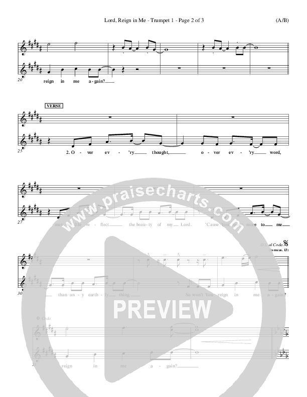 Lord Reign In Me Trumpet 1 (Brenton Brown)