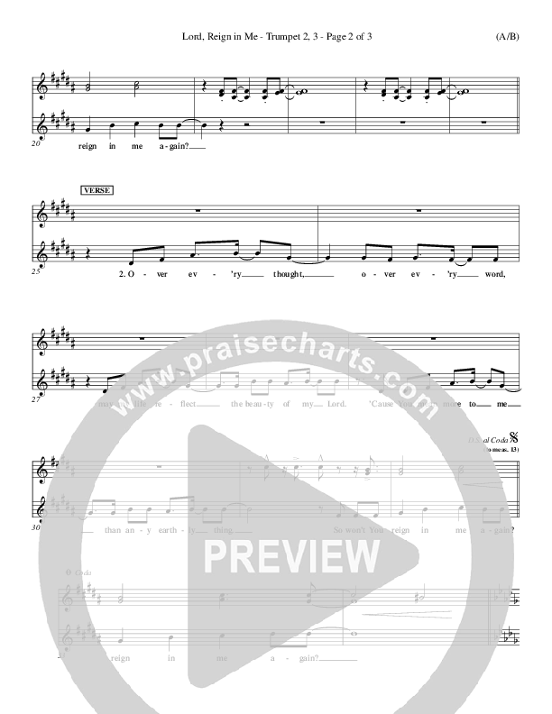 Lord Reign In Me Trumpet 2/3 (Brenton Brown)