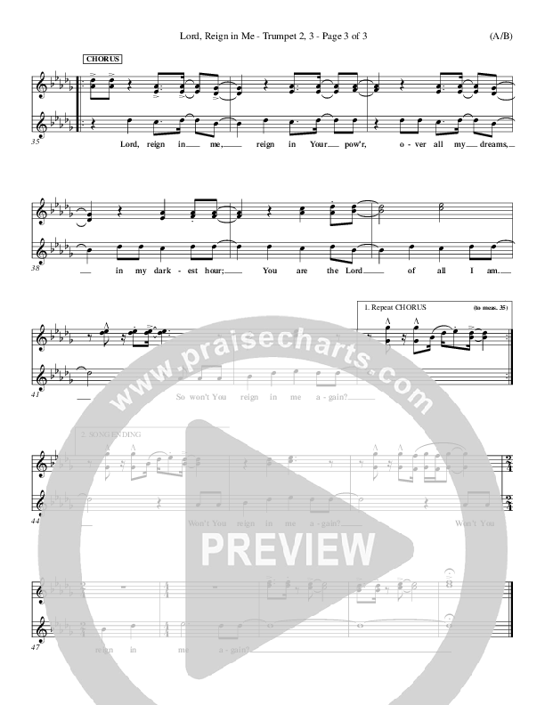 Lord Reign In Me Trumpet 2/3 (Brenton Brown)