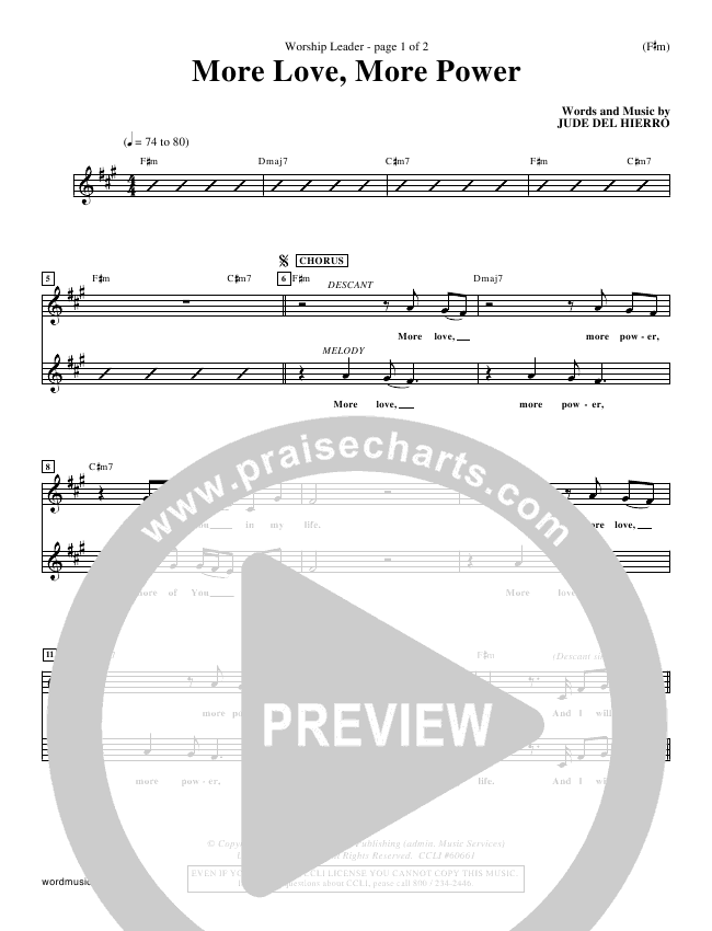 More Love More Power Sheet Music PDF (Jude Del Hierro) PraiseCharts