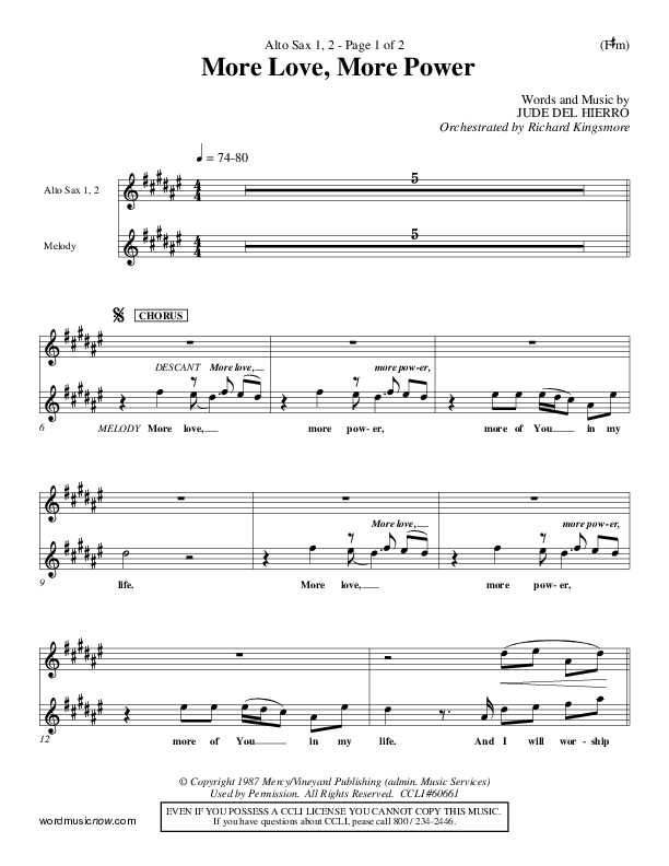 More Love More Power Alto Sax 1/2 (Jude Del Hierro)