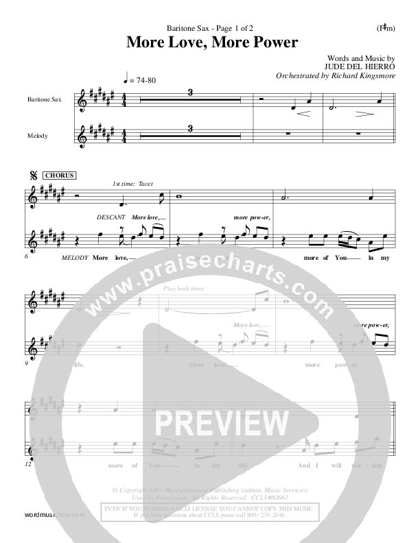 More Love More Power Bari Sax (Jude Del Hierro)