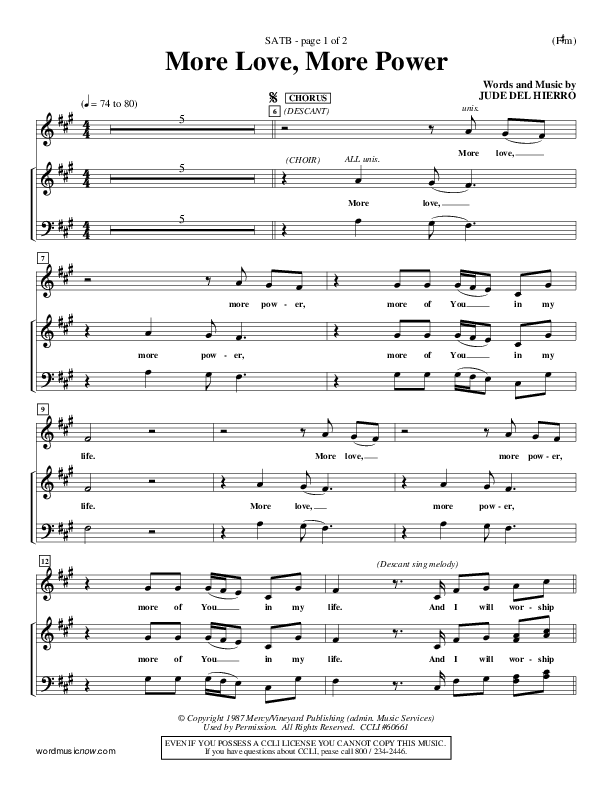 More Love More Power Choir Sheet (SATB) (Jude Del Hierro)