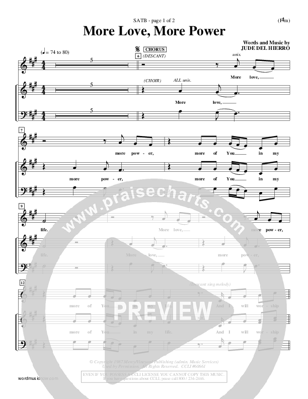 More Love More Power Choir Sheet (SATB) (Jude Del Hierro)