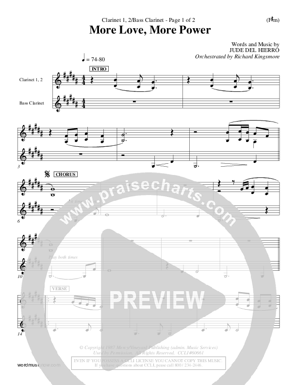 More Love More Power Clarinet 1/2, Bass Clarinet (Jude Del Hierro)