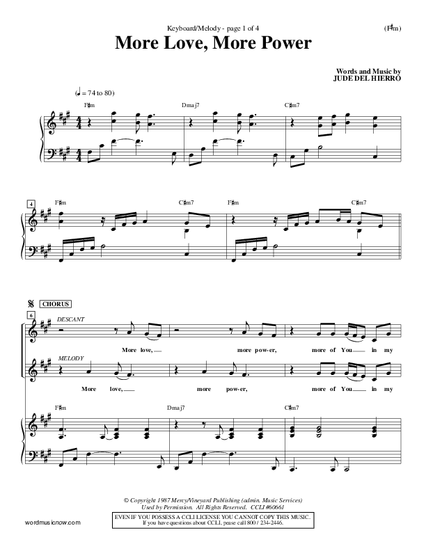More Love More Power Lead Sheet (Jude Del Hierro)