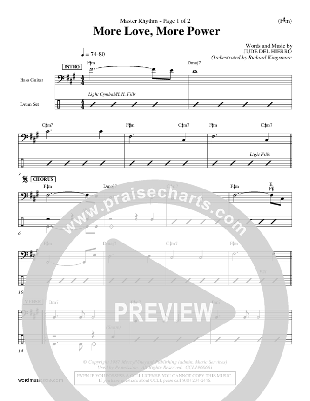 More Love More Power Rhythm Chart (Jude Del Hierro)