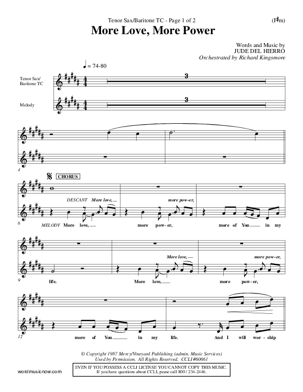 More Love More Power Tenor Sax 2 (Jude Del Hierro)