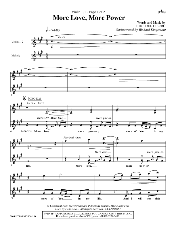 More Love More Power Violin 1/2 (Jude Del Hierro)