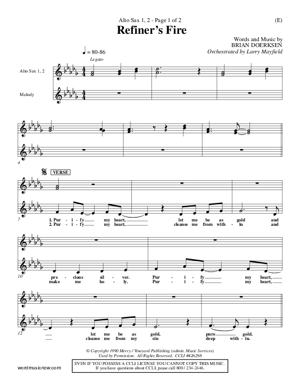 Refiner's Fire Alto Sax 1/2 (Brian Doerksen)