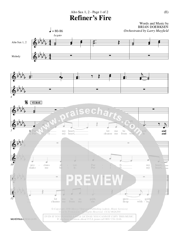 Refiner's Fire Alto Sax 1/2 (Brian Doerksen)