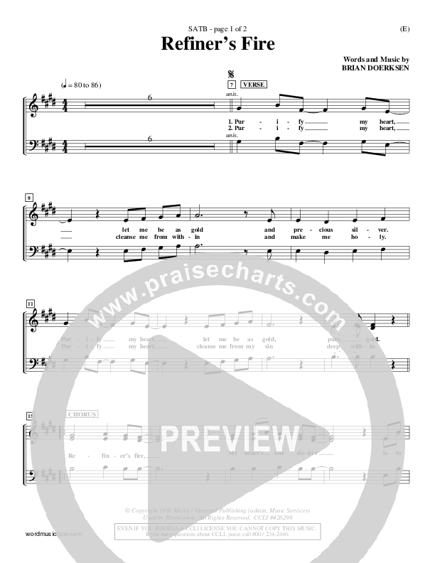 Refiner's Fire Choir Sheet (SATB) (Brian Doerksen)