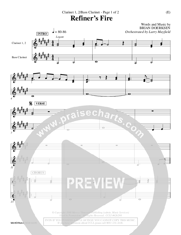 Refiner's Fire Clarinet 1/2, Bass Clarinet (Brian Doerksen)